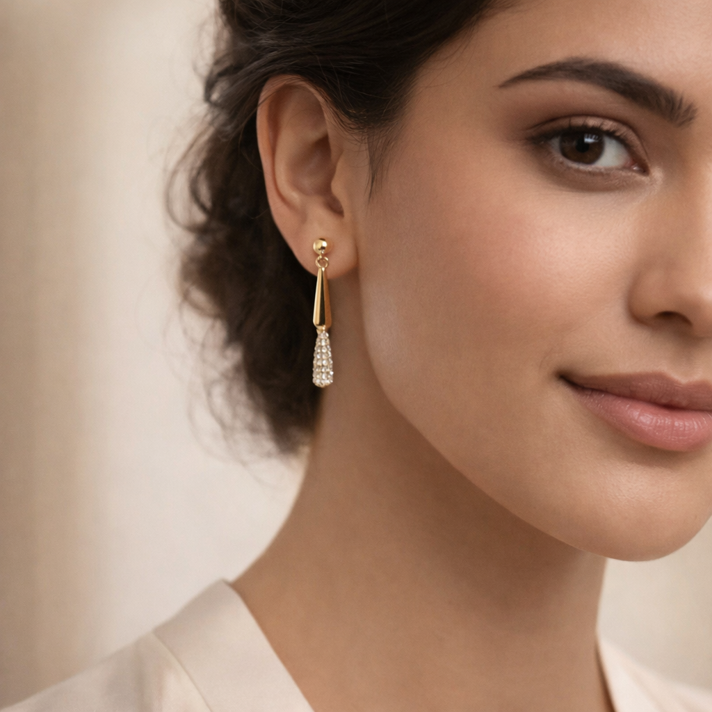 Damen Ohrring / Goccia Fine  / 935er Silber vergoldet / elegant schlicht / ROMYNOR