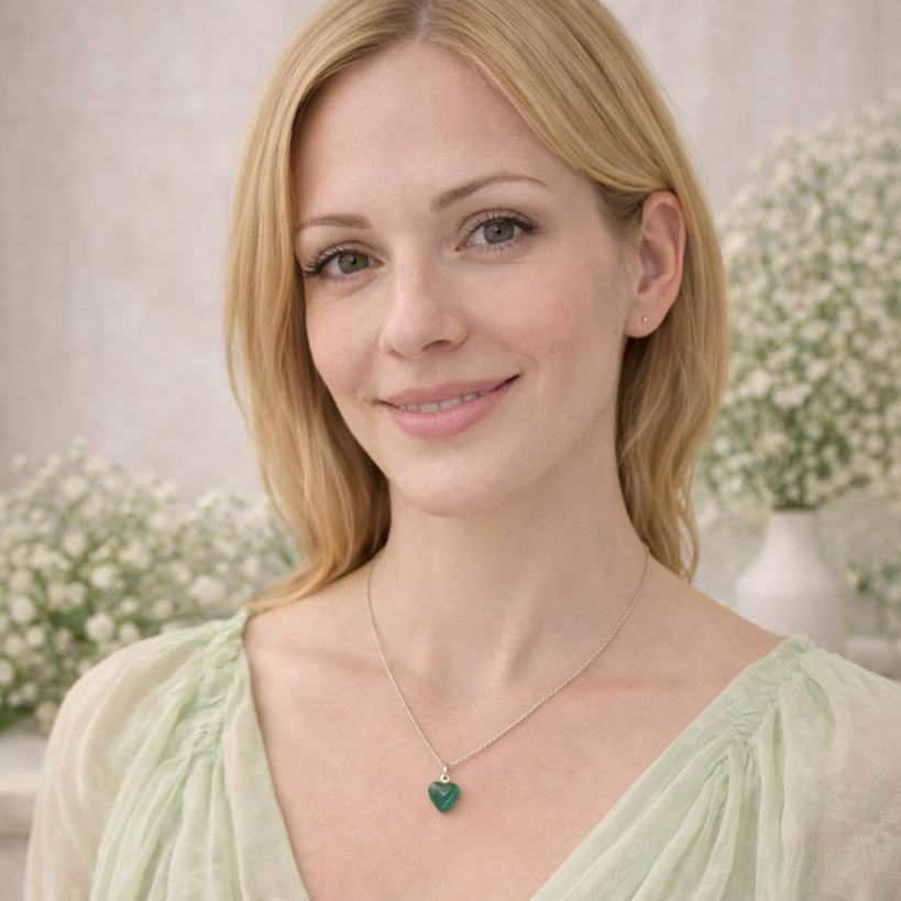 Damen Kette mit Herzanhänger / 925er Silber / Chalzedon / edel feminin