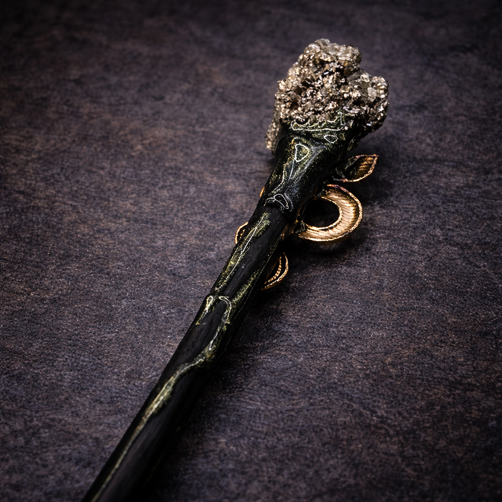 Zauberstab/Ritualstab Pyrit Schlange No. 1