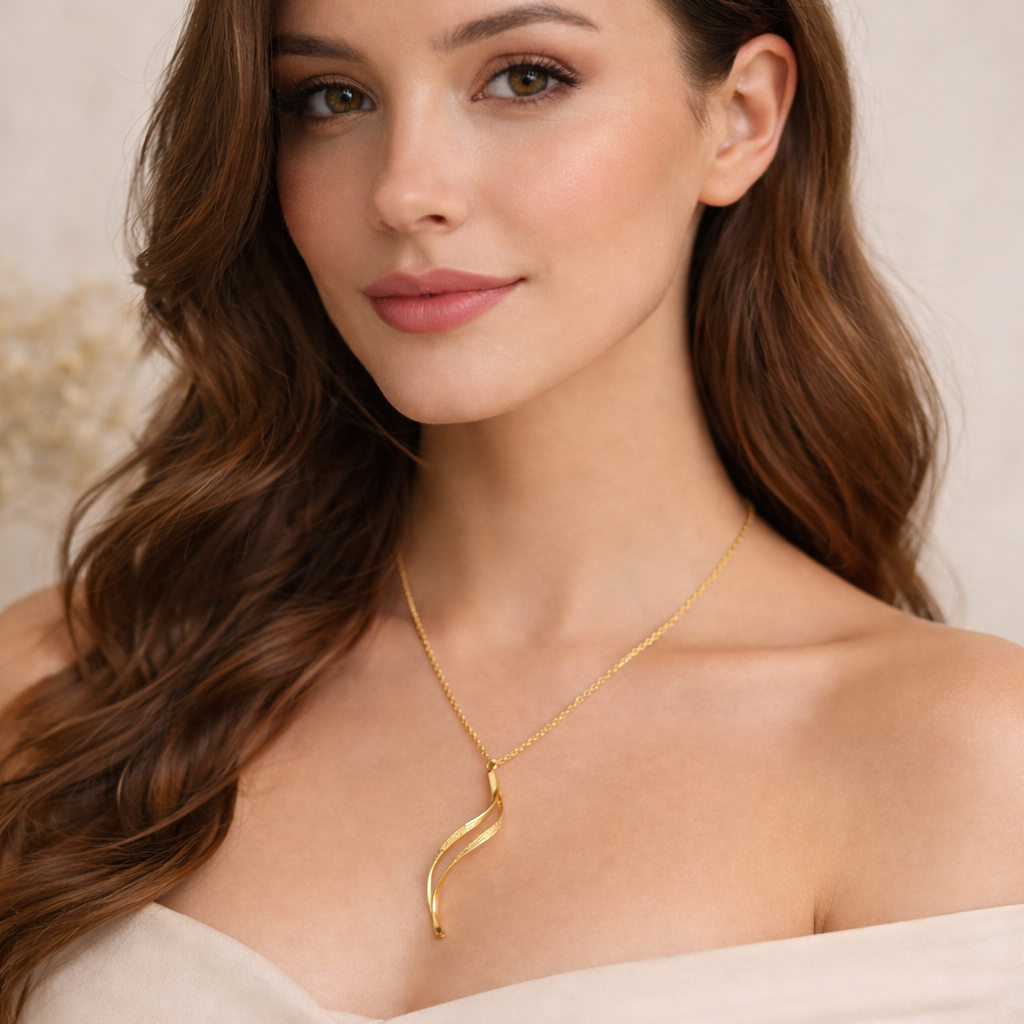 Damen Kette mit Anhänger / Serpentina Aurea  / 925er Silber vergoldet / edel  + minimalistisch