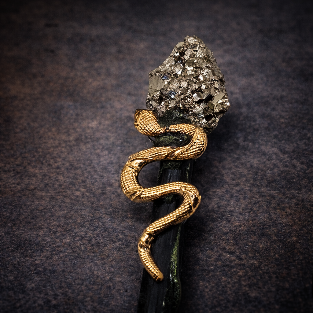 Zauberstab/Ritualstab Pyrit Schlange No. 1