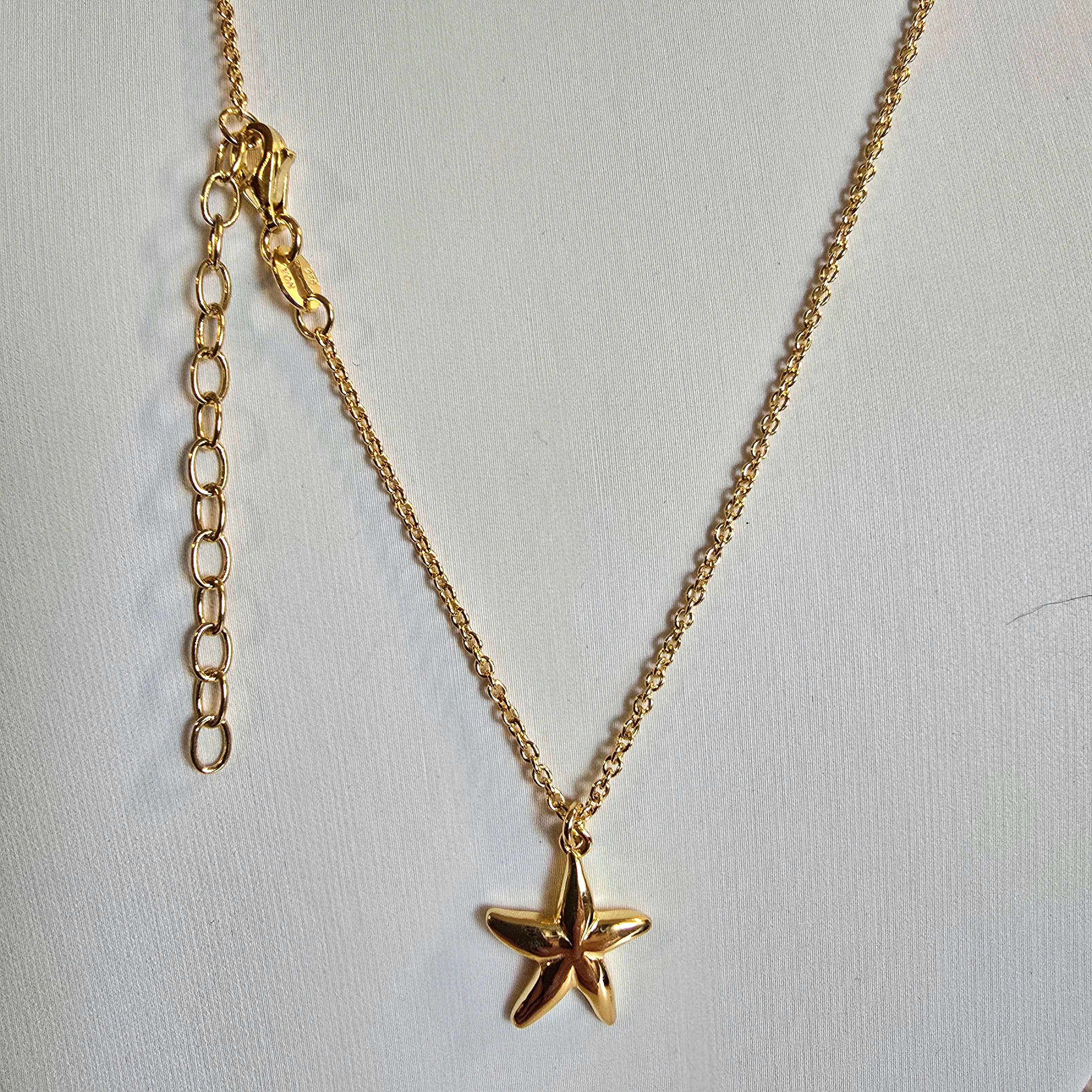 Damen Kette mit Seestern / Stella Marina / 925er Silber vergoldet / maritim elegant