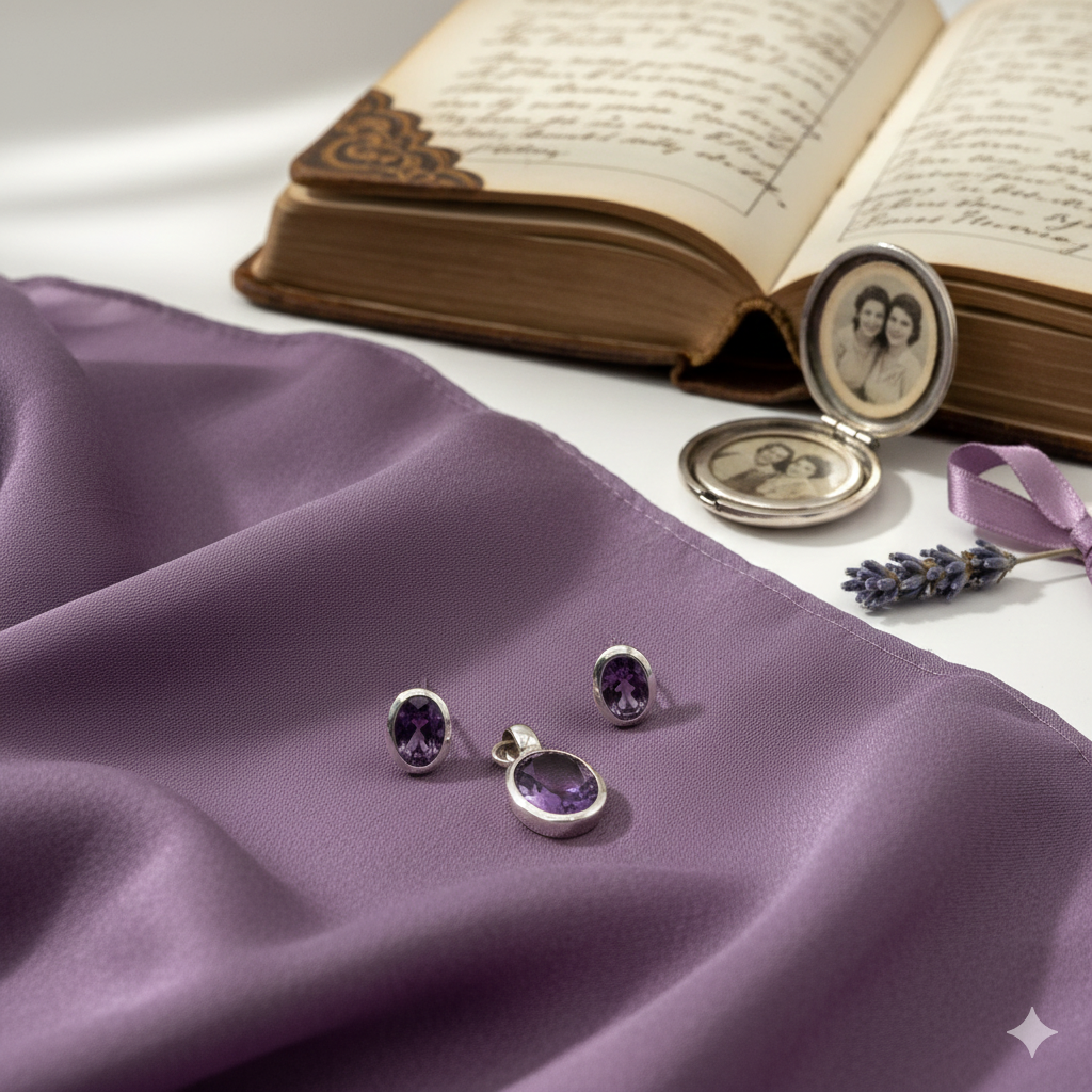Damen Schmuck-Set mit Amethyst / Violetta Serena /925er Silber / Feminin