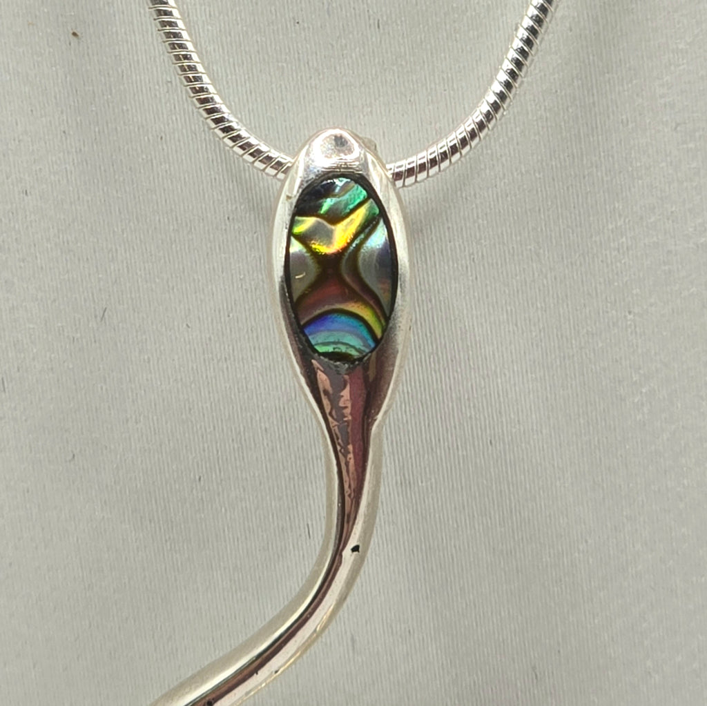 Damen Kette mit Schlange / Serpente d'argento / 925er Silber / Abalone / Statement