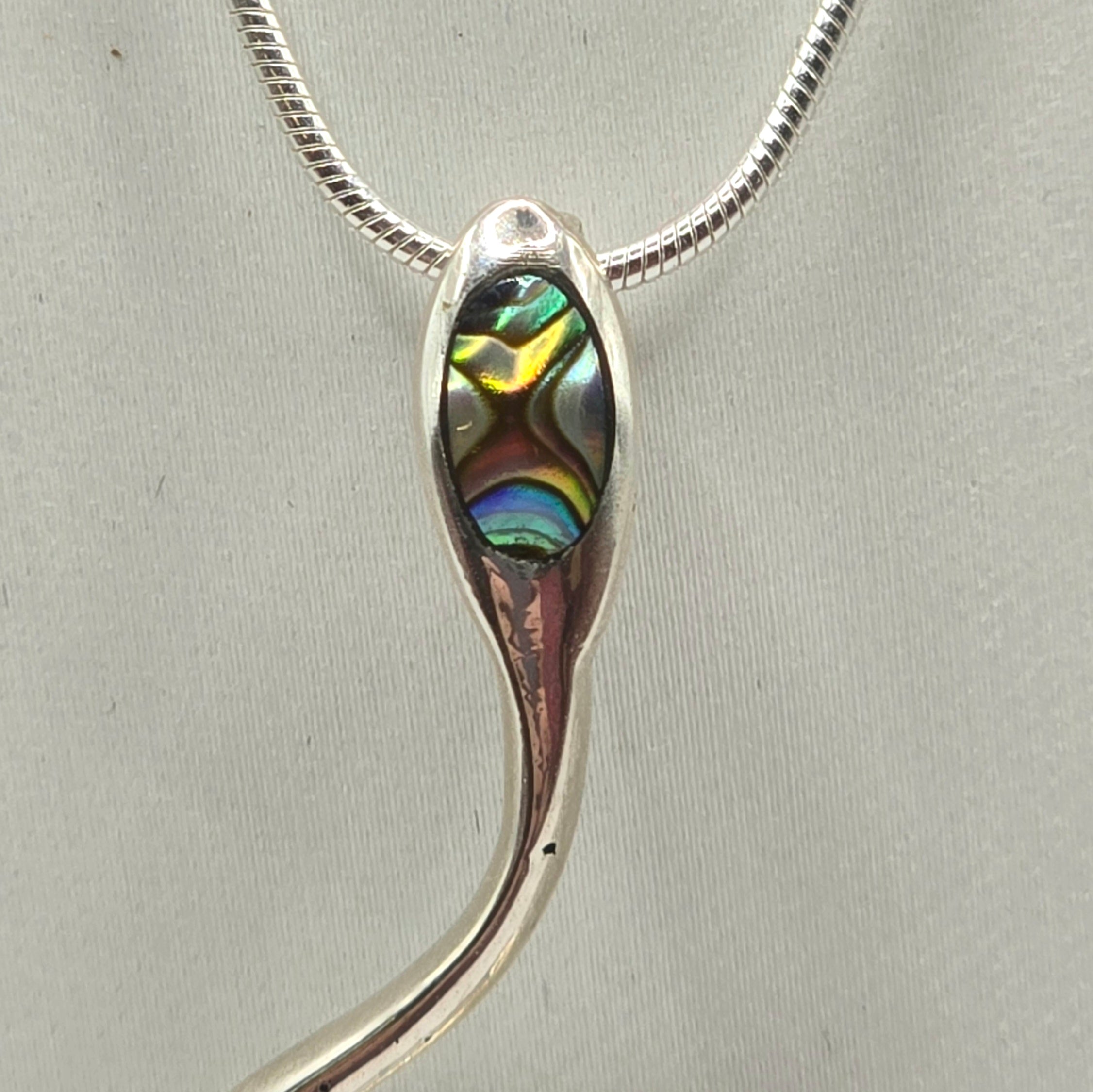 Damen Kette mit Schlange / Serpente d'argento / 925er Silber / Abalone / Statement