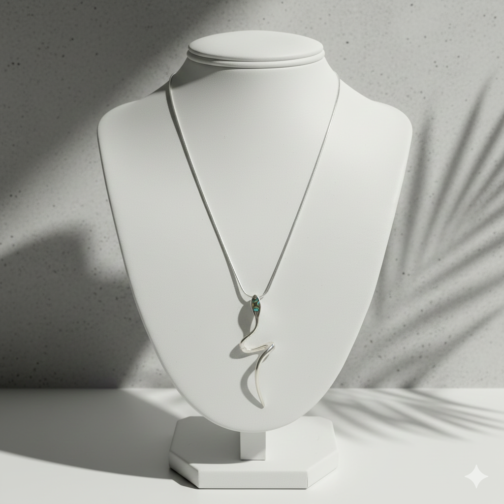 Damen Kette mit Schlange / Serpente d'argento / 925er Silber / Abalone / Statement