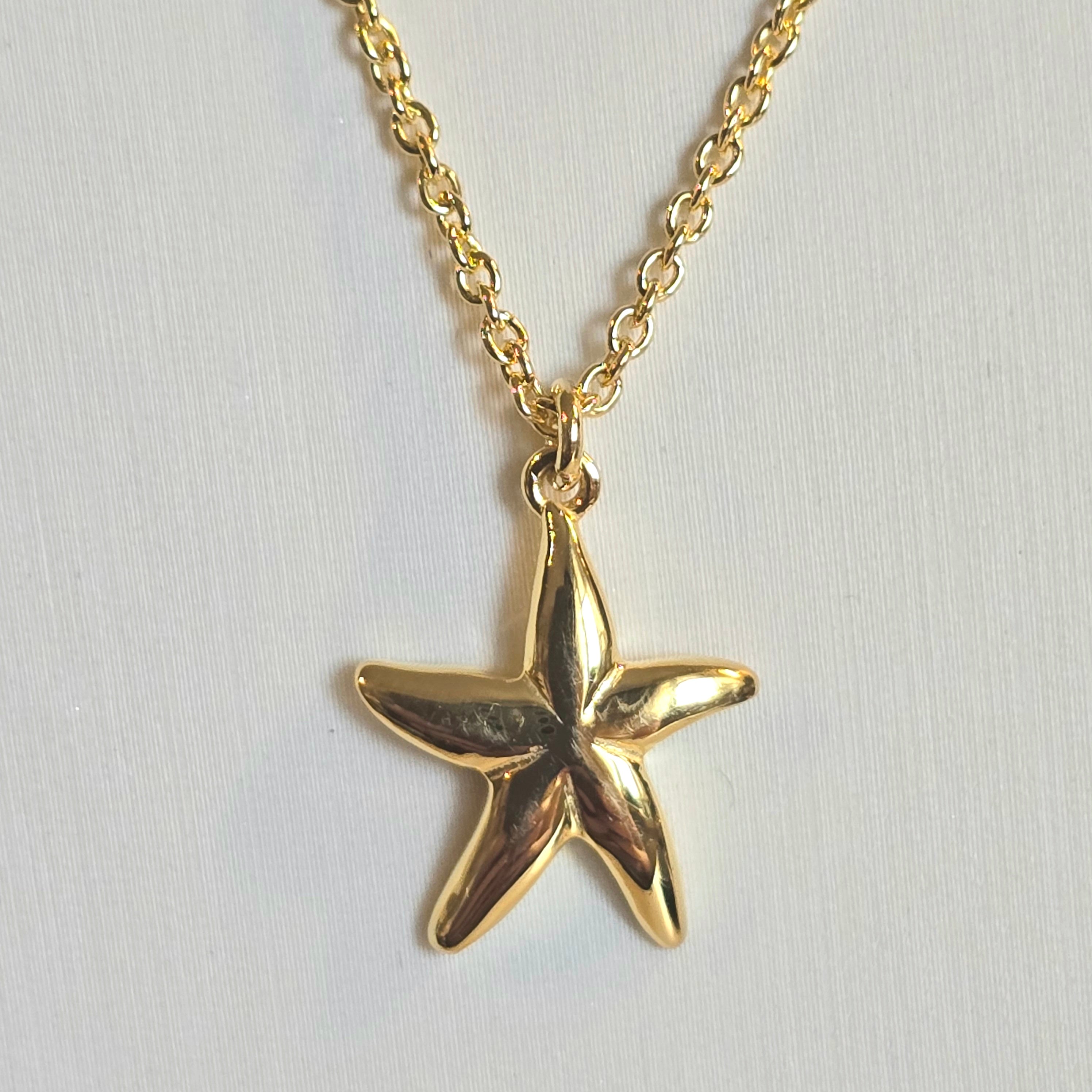 Damen Kette mit Seestern / Stella Marina / 925er Silber vergoldet / maritim elegant