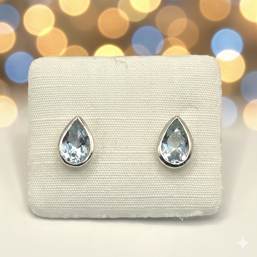 Damen Schmuck-Set mit Blau Topas / Goccia Azzurra / 925er Silber / elegant