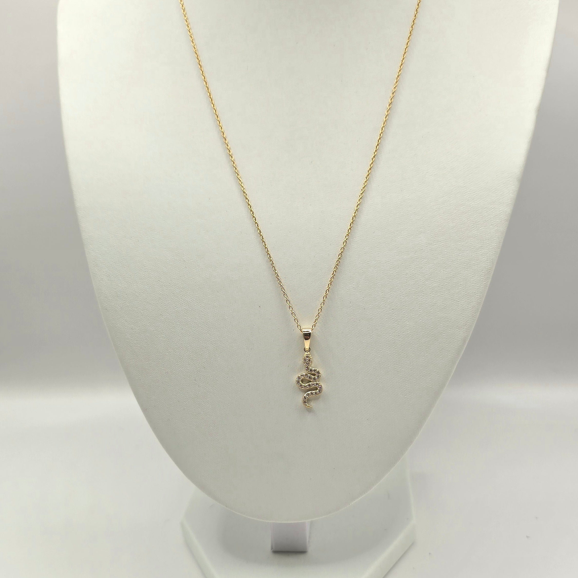 Damen Kette Schlange / Collana con Serpente  / 8 K Gold / Zirkonia / Zart mystisch